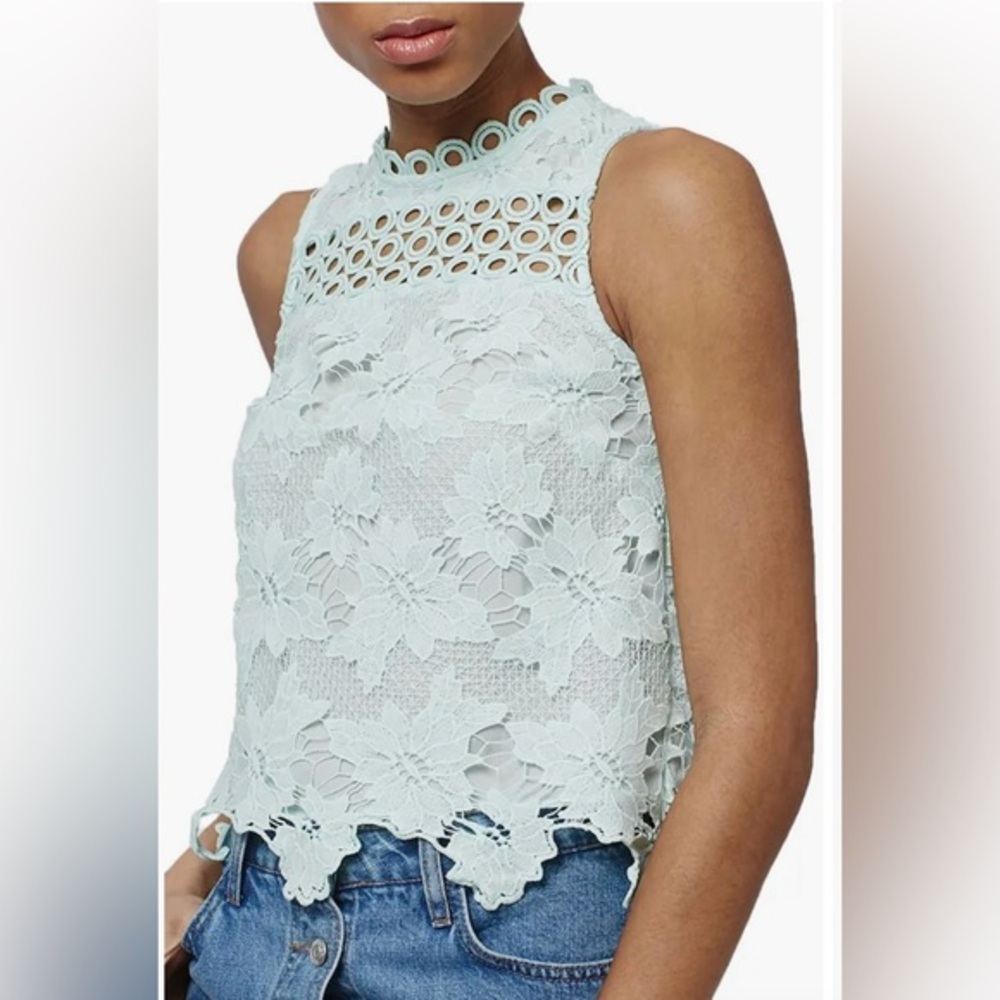 Topshop Floral Lace Shell Top - Picture 1 of 8